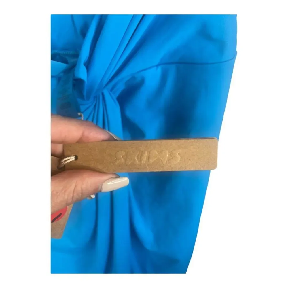 SKIMS Swim Sarong Skirt Cover-Up Knot Detail Summer Beachy Preppy Turquoise S